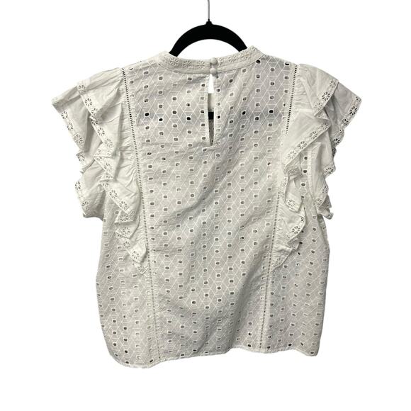 NWT Veronica Beard White Jie Ruffle Embroidered Eyelet Cotton Top Womens 10 - Picture 8 of 8